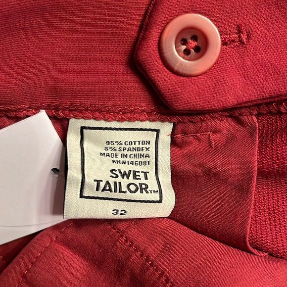 Swet Tailor Men’s The Everyday Chino Short in Red Wine soft Size 32 NWT - Picture 5 of 8